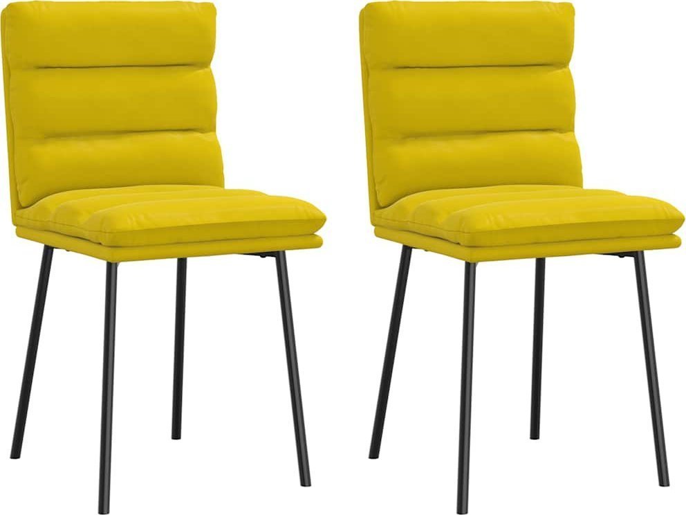 Krzesła stołowe, 2 szt., żółte, obite aksamitem