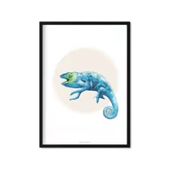 Dekoracje domu - Plakat Kameleon, beżowo-niebieski, 50x70 cm - miniaturka - grafika 1