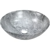 Umywalki - Invena Tinos umywalka 39,5 cm nablatowa okrągła efekt marmuru szara mat CE-43-707 - miniaturka - grafika 1