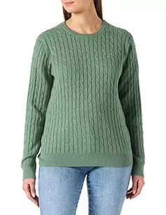 GANT Damski sweter ze stretchem Cotton Cable z dekoltem w kształcie litery C, zielony jadeitowy, standardowy - Swetry damskie - miniaturka - grafika 1