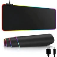 Podkładki pod mysz - Podkładka gamingowa podświetlana rgb xl 80x30 pod myszkę klawiaturę usb - miniaturka - grafika 1