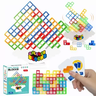 TETRIS Balance Blocks UKŁADANKA GRA LOGICZNA ZRĘCZNOŚĆIOWA KLOCKI BALANSUJĄCA WIEŻA 64 el - Układanki dla dzieci - miniaturka - grafika 1