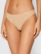 Majtki damskie - Calvin Klein Underwear Stringi 0000D3428E Beżowy - miniaturka - grafika 1