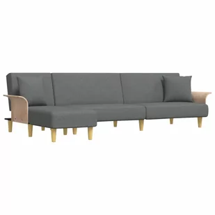 Sofa rozkładana L, ciemnoszara, 279x140x70 cm, tka - Narożniki - miniaturka - grafika 1
