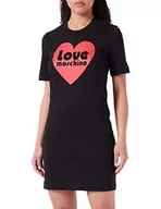 Sukienki - Love Moschino Damska sukienka z krótkim rękawem, krój regularny, czarny, rozmiar 40, czarny, 40 - miniaturka - grafika 1