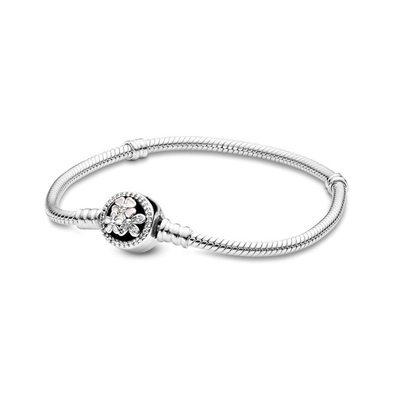 Bransoletka modułowa posrebrzana Charms typu PANDORA SREBRO 925 Kwiaty 18 cm