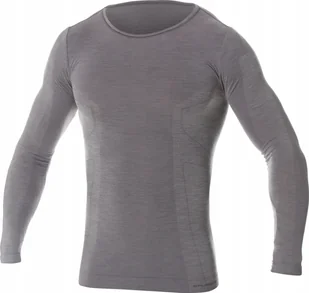 Brubeck LS11600 Koszulka męska z długim rękawem COMFORT WOOL ciemnoszary M - Koszulki męskie - miniaturka - grafika 1