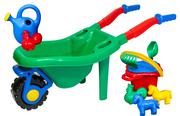 Zabawki do piasku - Hemar duża zielona taczka do piasku, ogrodowa + komplet zabawek 9 el. - miniaturka - grafika 1