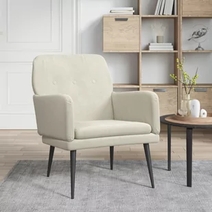 Fotel, kremowy, 62x79x79 cm, obity aksamitem - Fotele - miniaturka - grafika 1