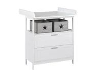Komody dla dzieci - Roba Komoda do przewijania „Hamburg” z nakładką do przewijania 2 szuflady Biały - miniaturka - grafika 1