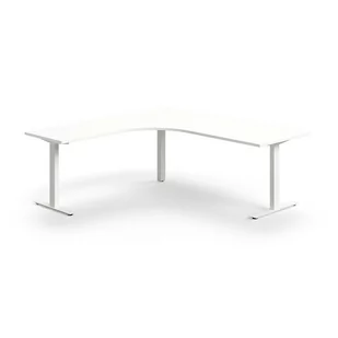 Biurko QBUS, kształt L, 2000x2000 mm, rama T, biały, biały - Biurka - miniaturka - grafika 1