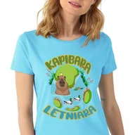 Koszulki i topy damskie - Koszulka Turkus Damska KAPIBARA LETNIARA Wzory - S - miniaturka - grafika 1