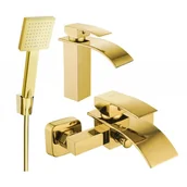 Baterie umywalkowe - Mexen Aries R45 zestaw wannowy, złoty - miniaturka - grafika 1