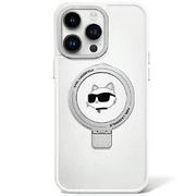 Etui i futerały do telefonów - Karl Lagerfeld KLHMP15SHMRSCHH iPhone 15 6.1" biały/white hardcase Ring Stand Choupette Head MagSafe - miniaturka - grafika 1