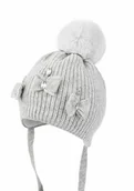 Czapki dla dzieci - Dziewczęca czapka na zimę TAVIA z pomponem jasny popiel - miniaturka - grafika 1