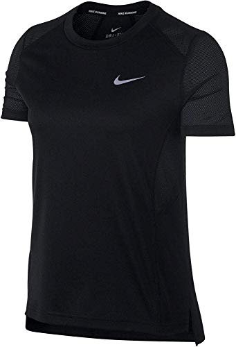 Nike Damska koszulka Miler Short-sleeve-932499 czarny czarny (Black/Reflective Silver) M