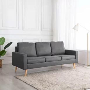 vidaXL 3-osobowa sofa, jasnoszara, tapicerowana tkaniną - Sofy i kanapy - miniaturka - grafika 1