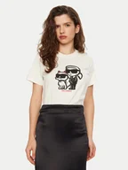 Koszulki i topy damskie - KARL LAGERFELD T-Shirt A1W17129 Écru Regular Fit - miniaturka - grafika 1