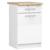 Meble kuchenne - SZAFKA KUCHENNA OLIWIA S 50cm 1D 1SZ + BLAT BIAŁA / BIAŁY POŁYSK - miniaturka - grafika 1