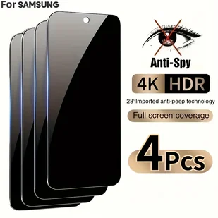 TEMU 4 szt. Ochronna na szkło hartowane chroniąca przed podglądaniem, odpowiednia dla Samsung A05 A05S A06 A15 A55 A14 5G A35 5G A13 4G A54 5G, - Inne - miniaturka - grafika 1