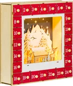 Ozdoby bożonarodzeniowe - HOMCOM kalendarz adwentowy do wypełnienia 24 szuflady kalendarz świąteczny z oświetleniem LED kalendarz adwentowy pudełko dekoracja świąteczna DIY MDF 34 x 7 x 34 cm czerwony - miniaturka - grafika 1