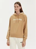 Bluzy damskie - Tommy Hilfiger Bluza Monotype Flock WW0WW41236 Beżowy Relaxed Fit - miniaturka - grafika 1