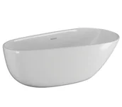 Wanny - Polimat Wanna wolnostojąca Shila 170x85 cm owalna biały mat syfon i przelew chrom 00651 - miniaturka - grafika 1