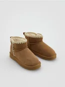 Buty dla dziewczynek - Reserved - Skórzane botki z ociepleniem - brązowy - miniaturka - grafika 1