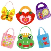 Dekoratorstwo - Kolorowe torebki - filcowy zestaw do szycia DIY - 6 elementów - miniaturka - grafika 1