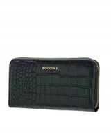 Portfele - Portfel Damski Duży Czarny PUCCINI Skóra Ekologiczna Krokodyl BLP830H-1 - miniaturka - grafika 1