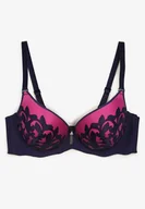 Biustonosze - Granatowo-Fuksjowy Biustonosz Full Cup z Delikatną Koronką Timaole - Born2be - miniaturka - grafika 1