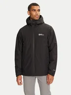 Odzież trekkingowa męska - Jack Wolfskin Kurtka przeciwdeszczowa Wisper Ins A61870 Czarny Regular Fit - miniaturka - grafika 1
