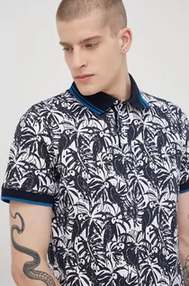 Koszulki męskie - Tom Tailor polo bawełniane kolor granatowy wzorzysty - grafika 1