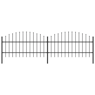 vidaxl Panele ogrodzeniowe z grotami, stal, (0,75-1) x 3,4 m, czarne - Ogrodzenia - miniaturka - grafika 1