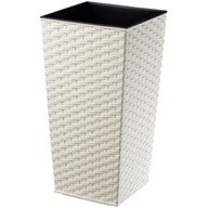 Donice - Donica na kwiaty z wkładem Pesaro rattan 35 cm, kremowa - miniaturka - grafika 1