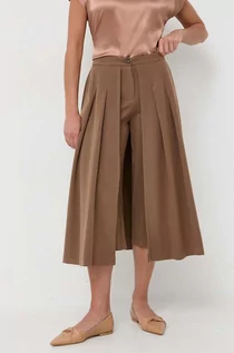 Spodnie damskie - Silvian Heach spodnie kolor brązowy szerokie high waist - grafika 1