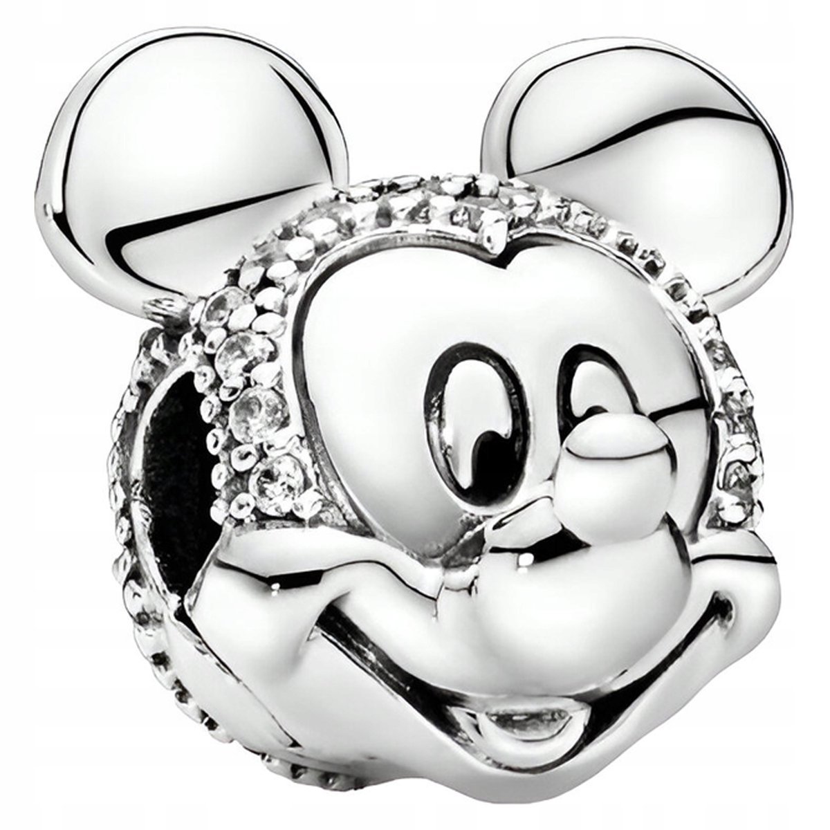 Charms Srebrny Myszka Miki Mickey z Cyrkoniami Emoji Cyrkonie SREBRO 925