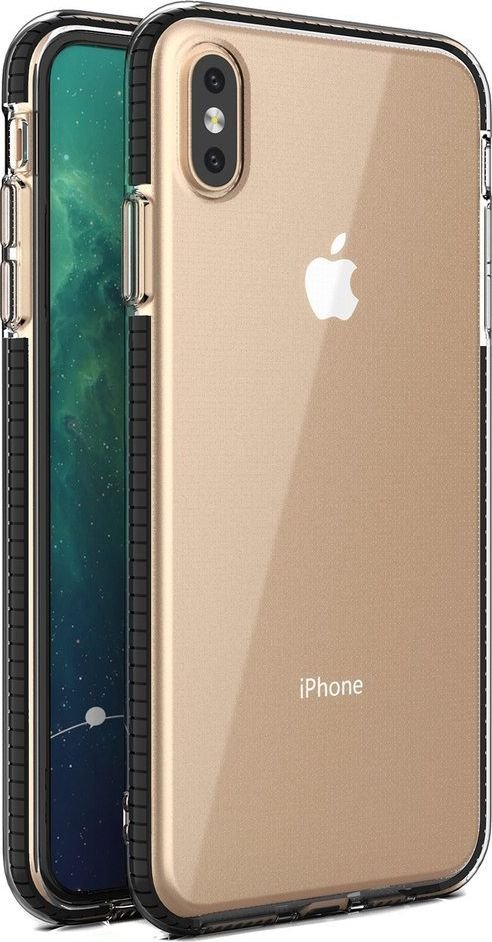 Hurtel Spring Case pokrowiec żelowe etui z kolorową ramką do iPhone XS Max czarny