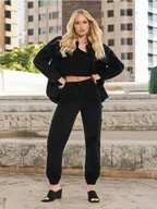 Spodnie damskie - Sinsay - Jeansy cargo - czarny - miniaturka - grafika 1