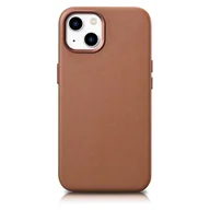 Etui i futerały do telefonów - iCarer Case Leather pokrowiec etui z naturalnej skóry do iPhone 14 Plus brązowy (kompatybilne z MagSafe) - miniaturka - grafika 1