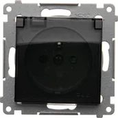 Gniazdka elektryczne - Kontakt-Simon Simon54 Gniazdo wtyczkowe z uziemieniem klapka DGZ1BZ.01/49A czarny - miniaturka - grafika 1