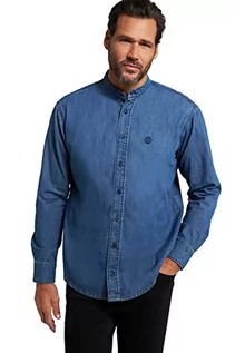 Koszule męskie - JP 1880 Męska koszula dżinsowa, długi rękaw, stójka, nowoczesny krój, do 8 XL T-shirt, niebieski denim, 3XL - grafika 1