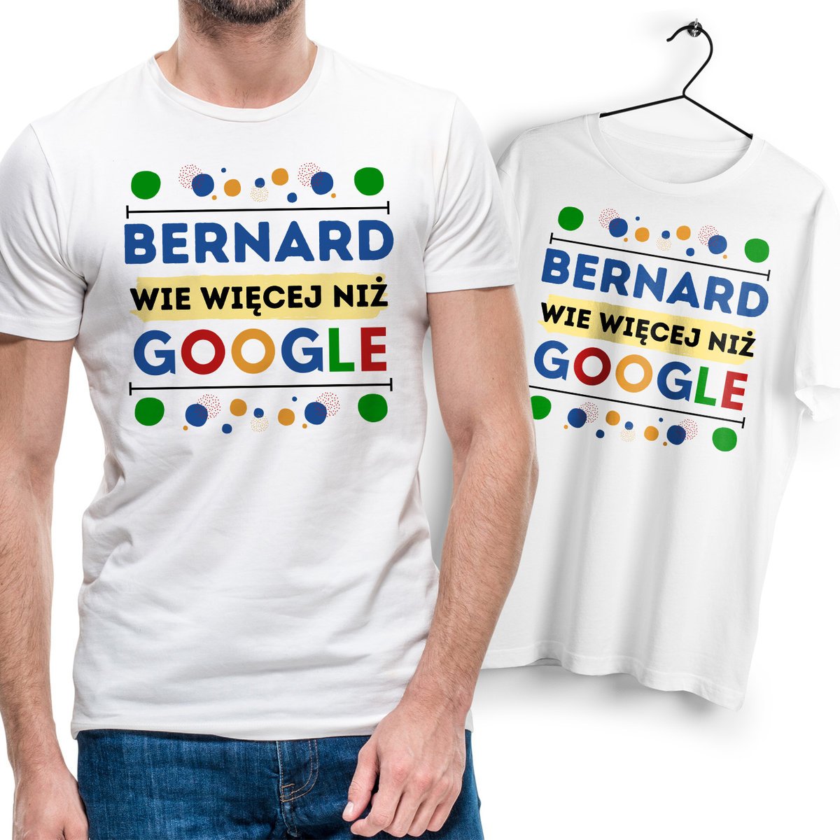 Koszulka Męska Biała Dla Bernarda T-Shirt Podkoszulek Nadruk Na Prezent