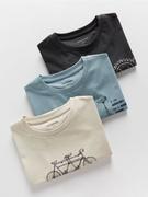 Reserved - Bawełniany t-shirt oversize 3 pack - niebieski