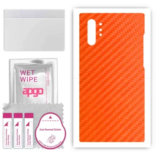 Folia naklejka skórka strukturalna na TYŁ do Samsung Galaxy Note 10+ 5G -  Carbon Pomarańczowy - apgo SKINS - Szkła hartowane na telefon - miniaturka - grafika 1