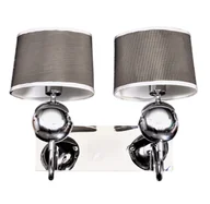 Lampy ścienne - VIVERRA W2 elegancki kinkiet chromowany abażur srebrny 2xE14 - miniaturka - grafika 1