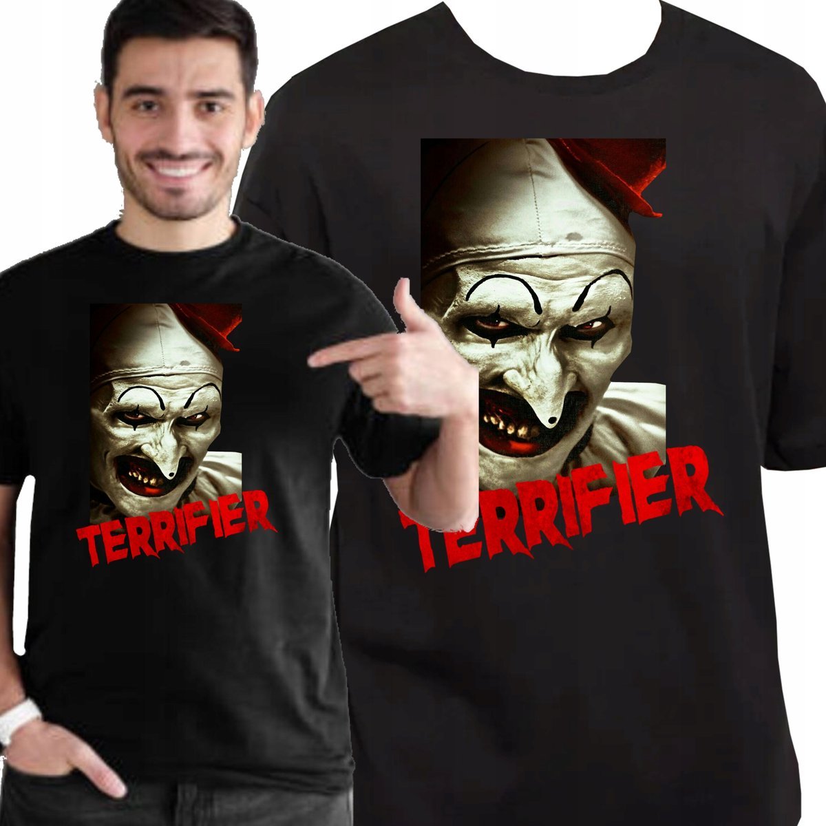 KOSZULKA TERRIFIER HALLOWEEN HORROR FILM JAKOŚĆ PREMIUM S 3430 CZARNA