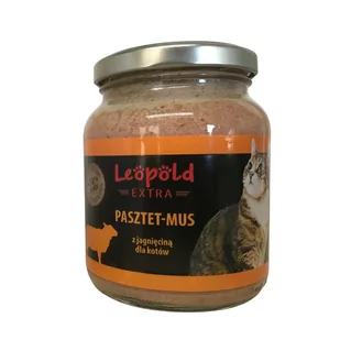 Leopold Pasztetowy mus z mięsem jagnięcym dla kotów 300g +10% Gratis (Słoik) - Mokra karma dla kotów - miniaturka - grafika 1