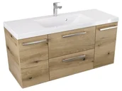 Szafki łazienkowe - Szafka Wisząca Z Umywalką ATHD 100 cm D - Dąb Evoke Coast Mat - Uchwyty Stal Szczotkowana - miniaturka - grafika 1