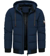 Kurtki męskie - Kurtka męska zimowa z odczepianym kapturem granatowa Recea - miniaturka - grafika 1